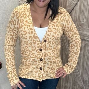 EUC Marigold Leopard Andree Cardigan Sweater